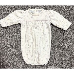 Vintage Lullaby Club Layette Gown Sz 3 months 100% cotton Dainty Floral Ivory‎